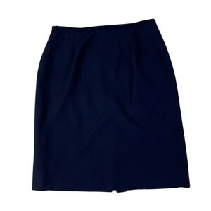 Lauren Ralph Lauren Wool Preppy Pencil Skirt Career Office Classic‎ Navy Blue 12